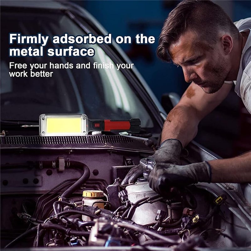 USB Rechargeable LED Work Light Adjustable Magnetic Base Portable Cob Lamp - Image 4