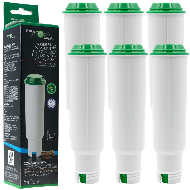FilterLogic CFL701B  6X Water Filter Cartridge Compatible with Krups Melitta Nivona Fully Automatic Coffee Machines  Replaces F088 Aqua Filter NIRF700 Pro Aqua Filter