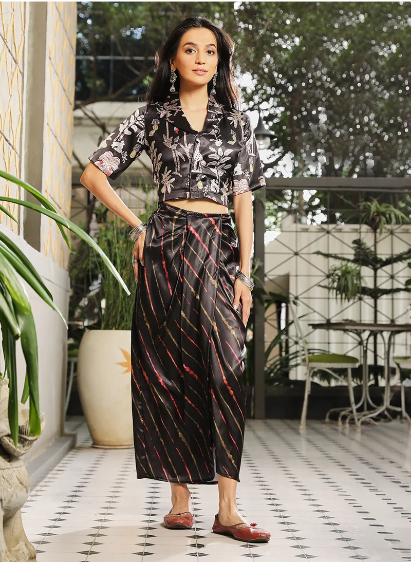 QISSA Women's Strawberry Pink Geometric Blur Co-Ord Set