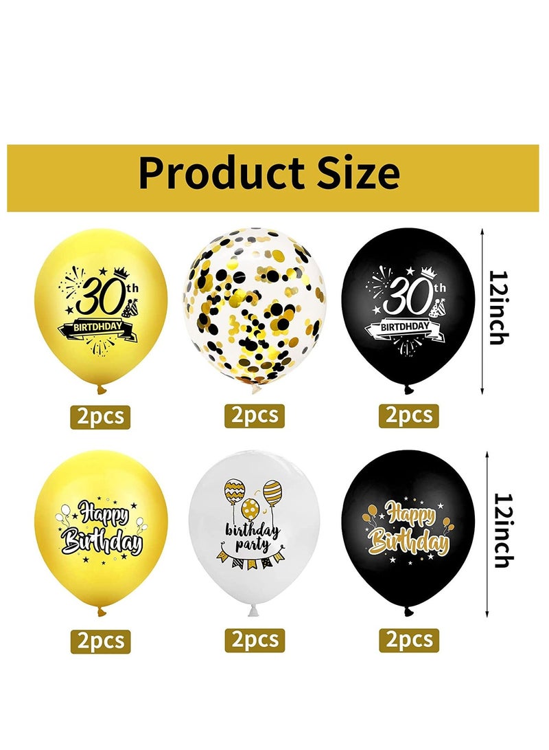 برين جيجلز جيجليز الدماغ عيد ميلاد 30 بالونات لاتكس وكونفيتي أسود وذهبي 12 قطعة - Image 2