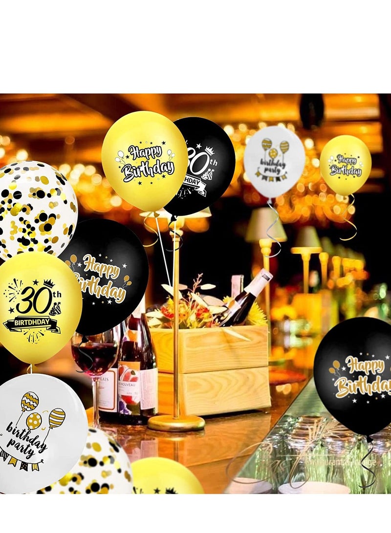 برين جيجلز جيجليز الدماغ عيد ميلاد 30 بالونات لاتكس وكونفيتي أسود وذهبي 12 قطعة - Image 4