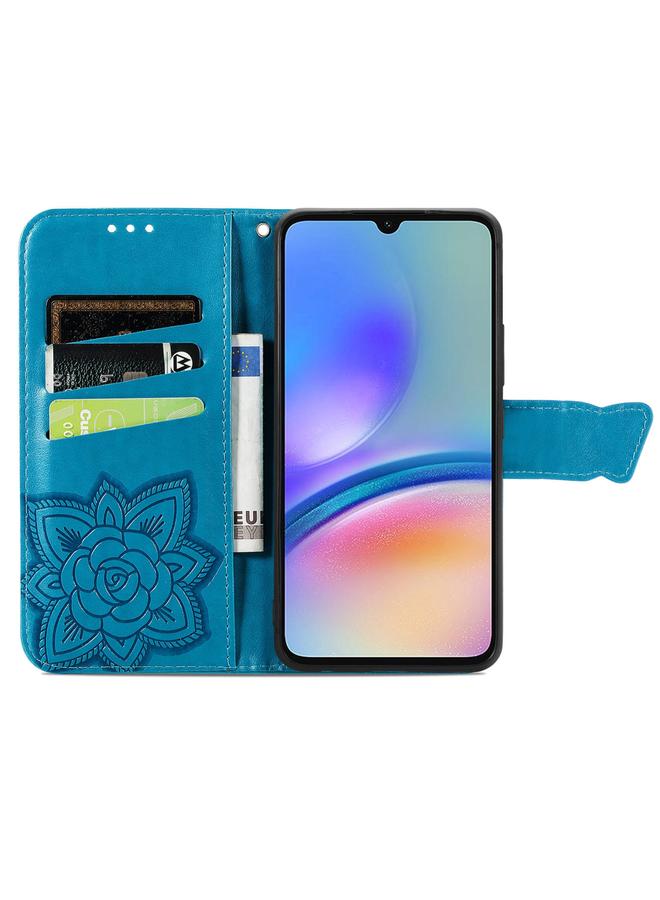 اس-توب جراب لهاتف Samsung Galaxy A05s مصنوع من الجلد المنقوش بنقشة زهور الحب والفراشات - Image 3