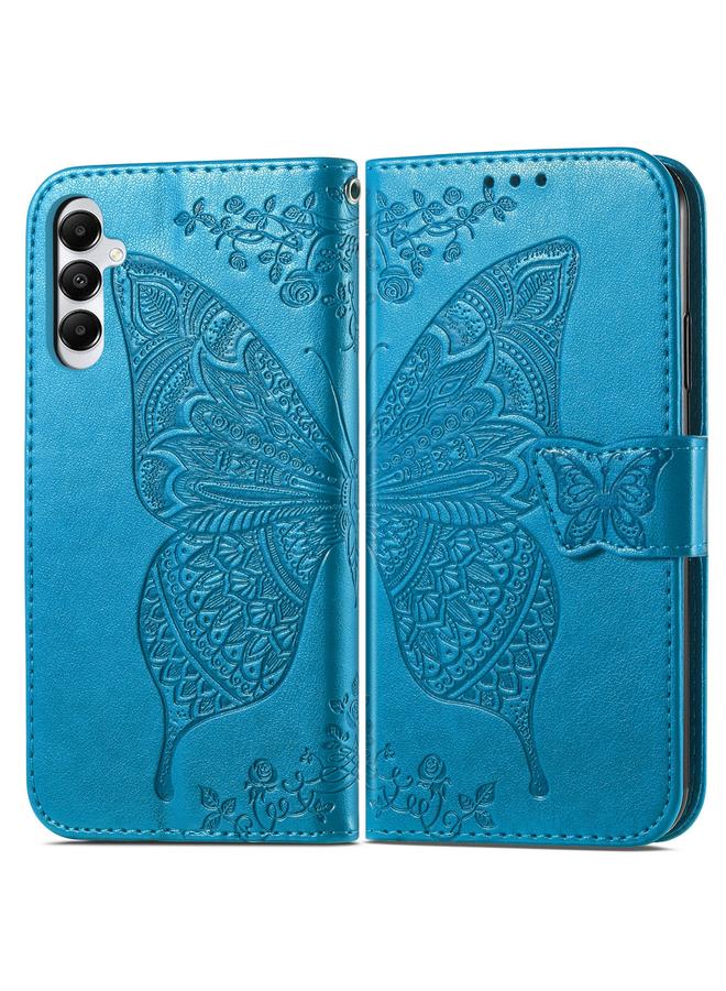 اس-توب جراب لهاتف Samsung Galaxy A05s مصنوع من الجلد المنقوش بنقشة زهور الحب والفراشات - Image 2