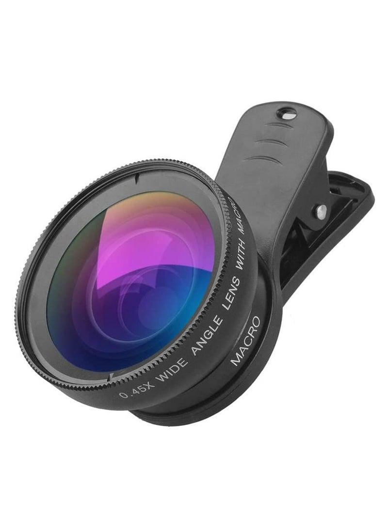Generic 0.45WM Phone Lens Kit 0.45X Super Wide Angle 12.5X Super Macro Lens HD Camera Lenses with Lens Clip iPhone Samsung Huawei Xiaomi More Smartphone  - Image 1