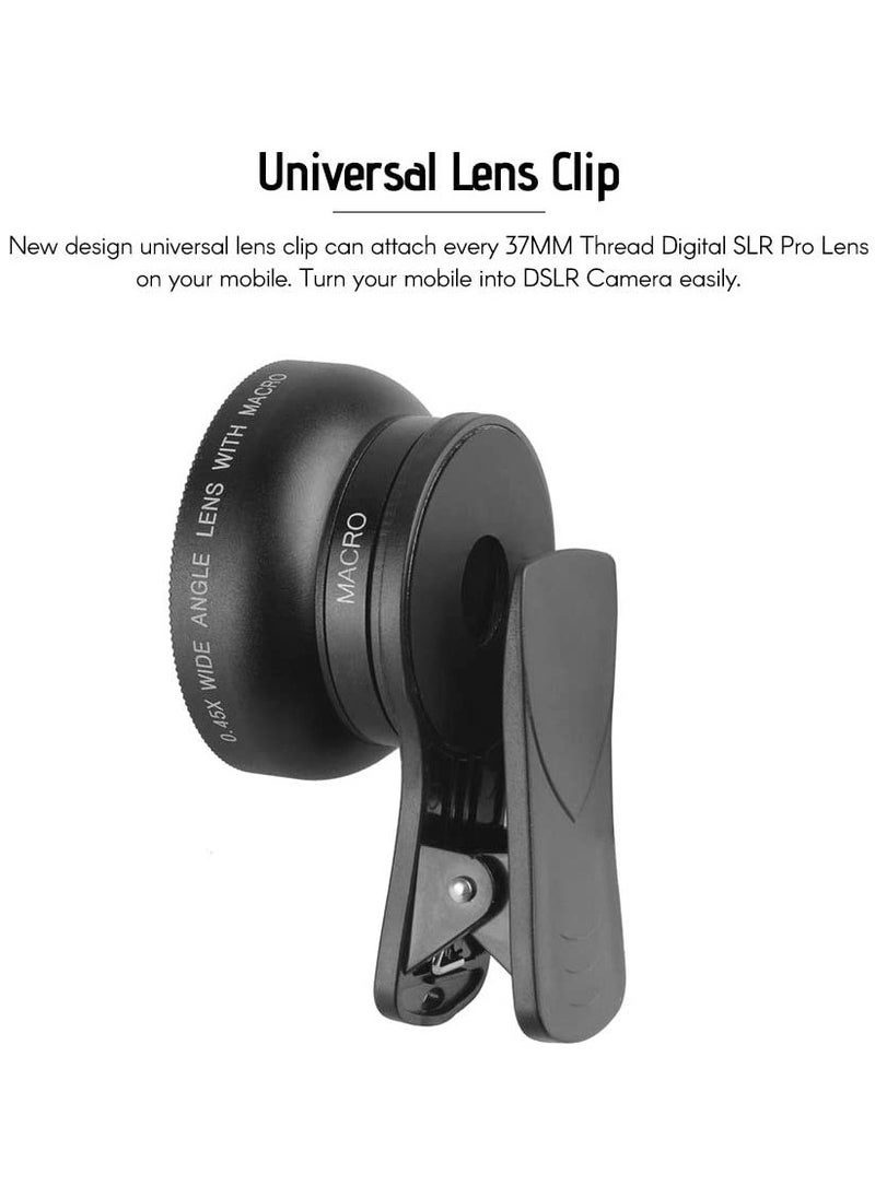 Generic 0.45WM Phone Lens Kit 0.45X Super Wide Angle 12.5X Super Macro Lens HD Camera Lenses with Lens Clip iPhone Samsung Huawei Xiaomi More Smartphone  - Image 2