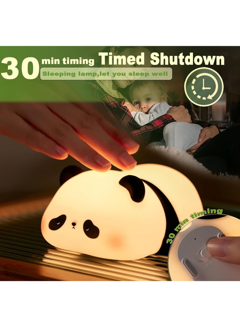 Cute Panda Night Light, LED Squishy Novelty Animal Night Lamp, Food Grade Silicone 3 Level Dimmable Breastfeeding Nursery Nightlight for Room Decor, Cute Gifts Stuff for Boys Girls Baby Children - Image 2