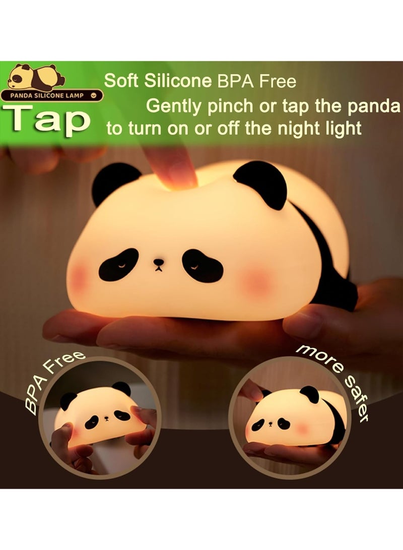 Cute Panda Night Light, LED Squishy Novelty Animal Night Lamp, Food Grade Silicone 3 Level Dimmable Breastfeeding Nursery Nightlight for Room Decor, Cute Gifts Stuff for Boys Girls Baby Children - Image 3