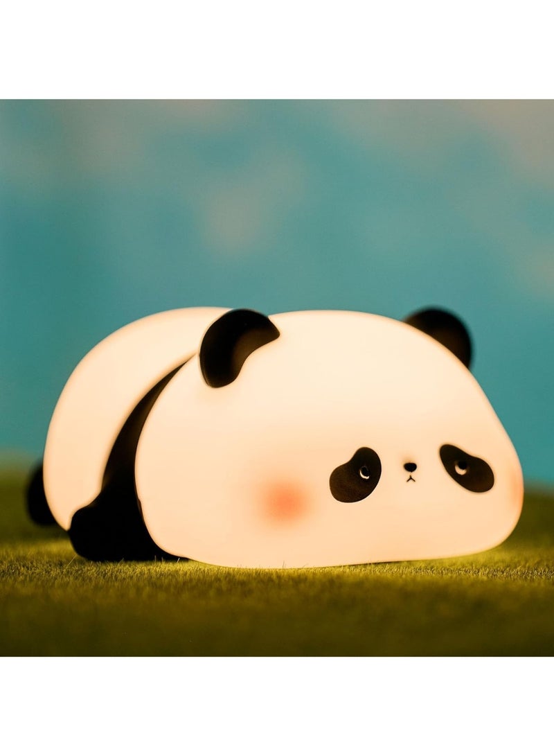 Cute Panda Night Light, LED Squishy Novelty Animal Night Lamp, Food Grade Silicone 3 Level Dimmable Breastfeeding Nursery Nightlight for Room Decor, Cute Gifts Stuff for Boys Girls Baby Children - Image 1