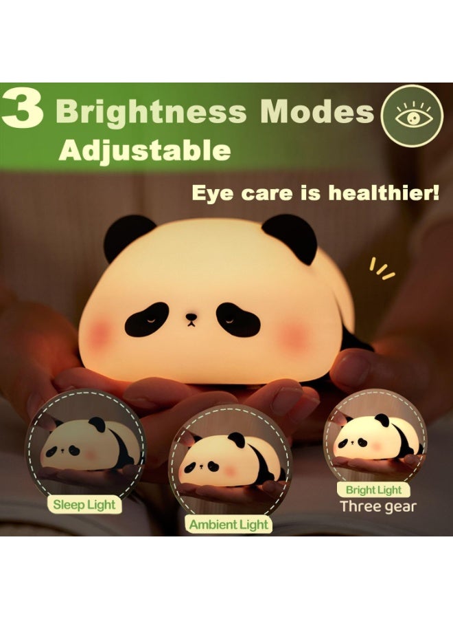 Cute Panda Night Light, LED Squishy Novelty Animal Night Lamp, Food Grade Silicone 3 Level Dimmable Breastfeeding Nursery Nightlight for Room Decor, Cute Gifts Stuff for Boys Girls Baby Children - Image 5