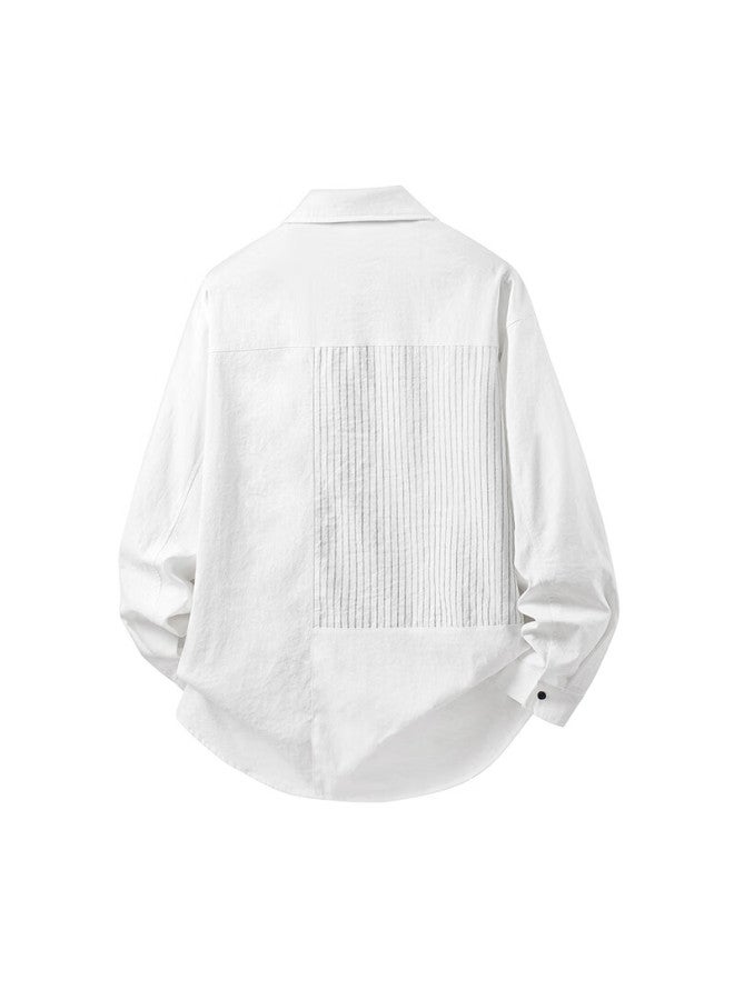 Dingfengbaoluo Striped Long Sleeve Shirt Men Autumn Designer Trendy Cardigan Patchwork Loose Casual Top Xmc47 Black 3XL - Image 4