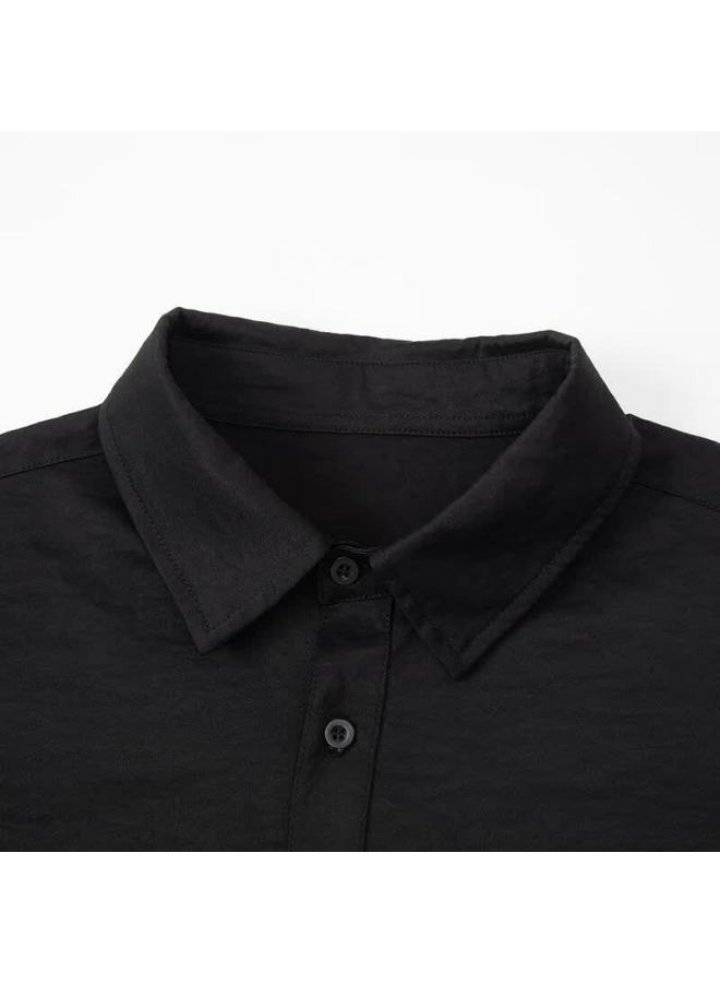 Dingfengbaoluo Striped Long Sleeve Shirt Men Autumn Designer Trendy Cardigan Patchwork Loose Casual Top Xmc47 Black 3XL - Image 2