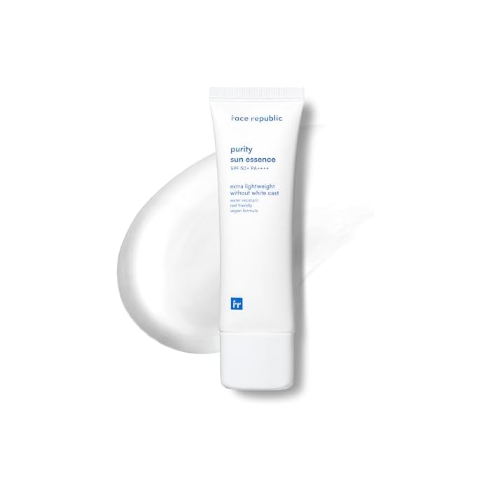 Face Republic Purity Sun Essence 50ml 1.69fl.oz. | SPF50+ Broad Spectrum UV Protection | No White Cast | Water Resistant | Vegan Certified, Reef Safe, Cruelty Free | Non-greasy | Korean Skin Care