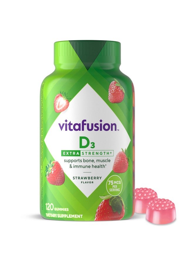 vitafusion Extra Strength Vitamin D3 Gummy, Strawberry Flavored Bone and Immune System Support (1) 120 Count - Image 1