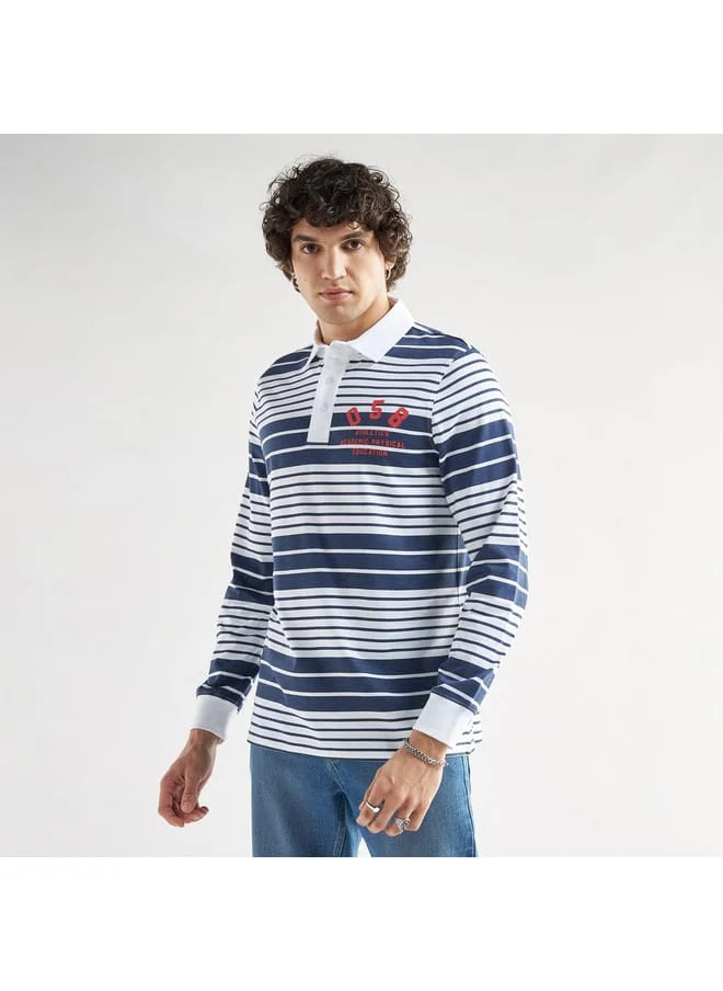 FAV Striped Polo T-shirt with Long Sleeves