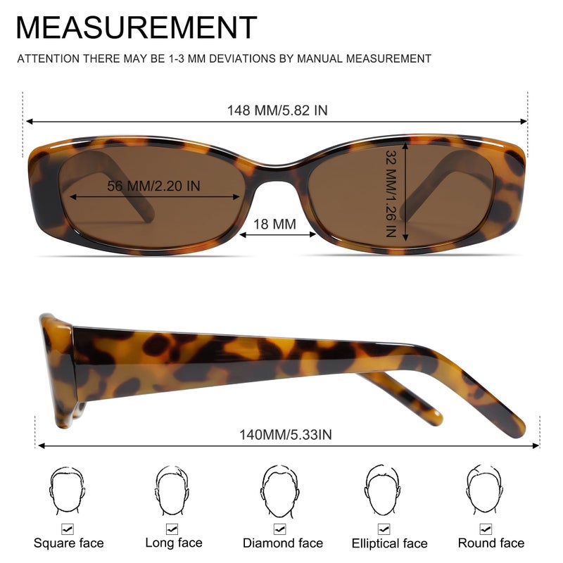 VANLINKER Trendy Small Polarized Rectangle Sunglasses for Women Men Retro 90s Shades Tortoise VL9787 - Image 5