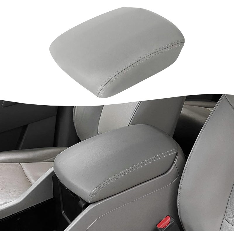 KBH Car Center Console Lid Cover Replacement for Honda Pilot 20092015 Vinyl Leather Armrest Replace Covering AntiScratch Gray Leather Part Only