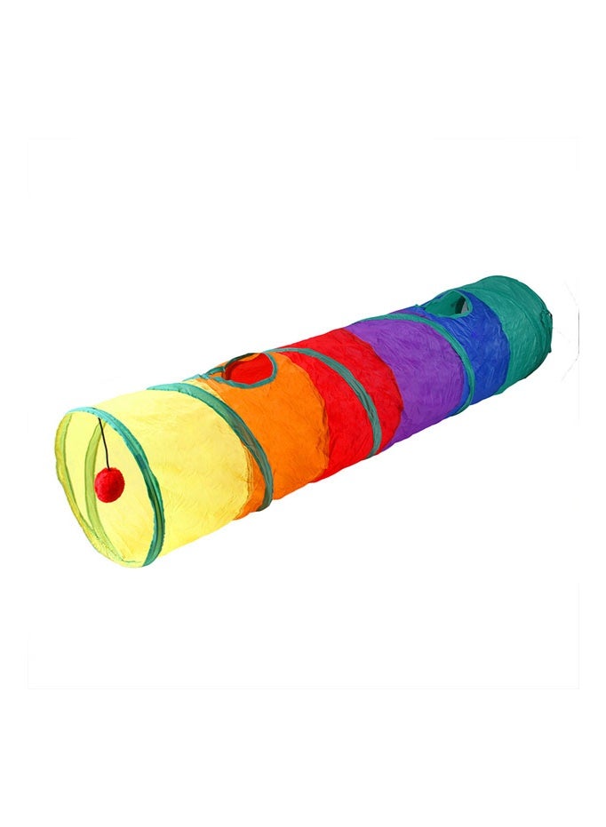 Long straight rainbow cat tunnel with lob, double breathable window, foldable storage, cat hiding, self-hey, scratch-resistant pet passage toy (120cm) - Image 1