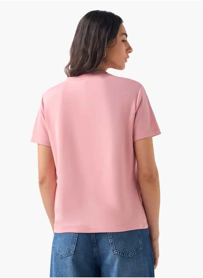 2Xtremz 2Xtremz Floral Applique T-shirt with Short Sleeves