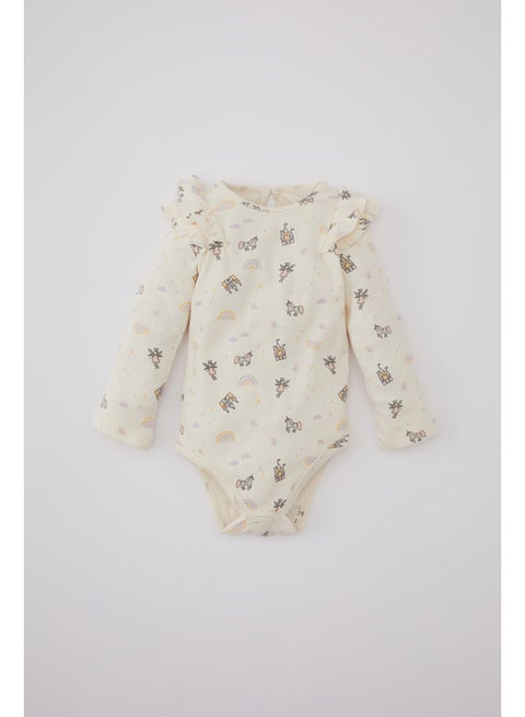 بيبي جيرل حديثي الولادة بقصة عادية ورقبة دراجة محبوكة وأكمام طويلة