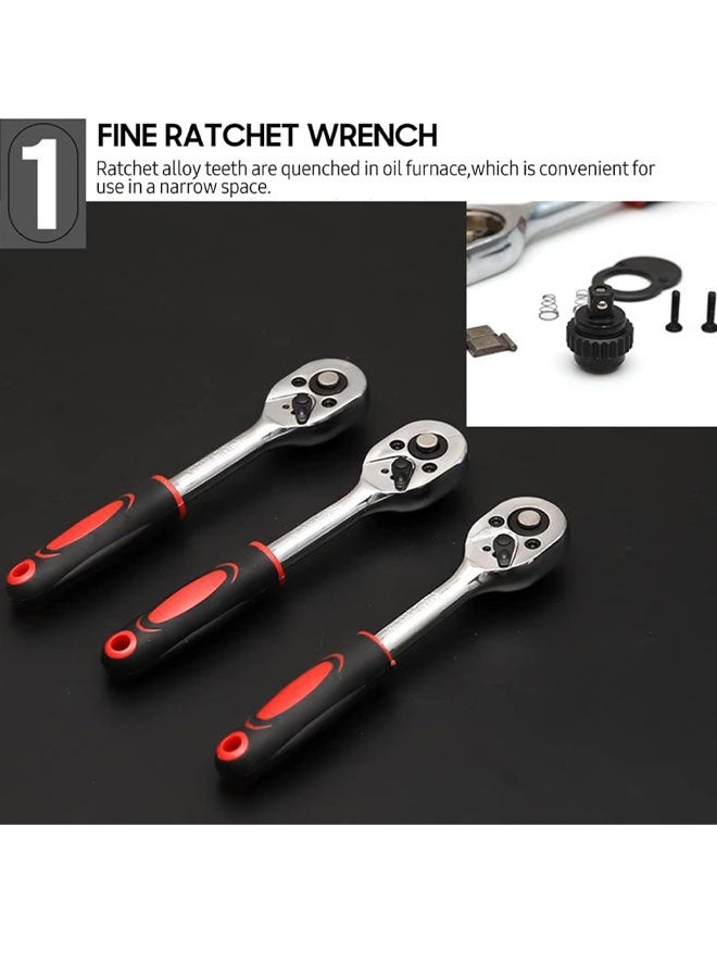 46pcs Ratchet Wrench & Socket Tools Set 14-inch Drive Screwdriver Repaing Kit Combination Socket Wrench Drive Socket Set with Storage Case for Home Car Automobile Bike Mechanic Projects Repa  - Image 2