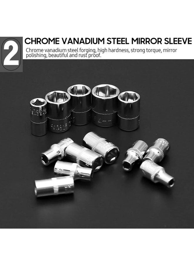 46pcs Ratchet Wrench & Socket Tools Set 14-inch Drive Screwdriver Repaing Kit Combination Socket Wrench Drive Socket Set with Storage Case for Home Car Automobile Bike Mechanic Projects Repa  - Image 3