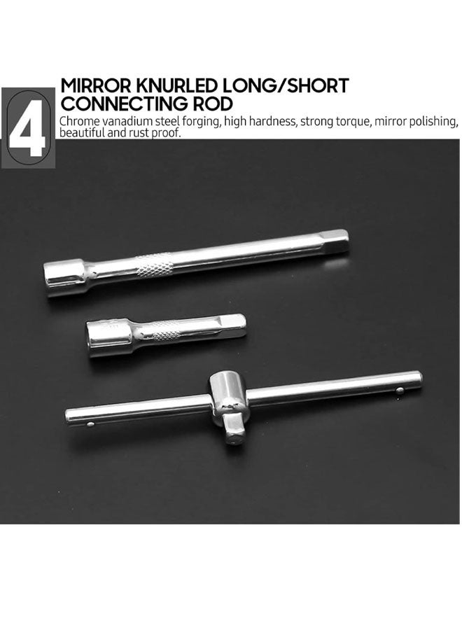 46pcs Ratchet Wrench & Socket Tools Set 14-inch Drive Screwdriver Repaing Kit Combination Socket Wrench Drive Socket Set with Storage Case for Home Car Automobile Bike Mechanic Projects Repa  - Image 5