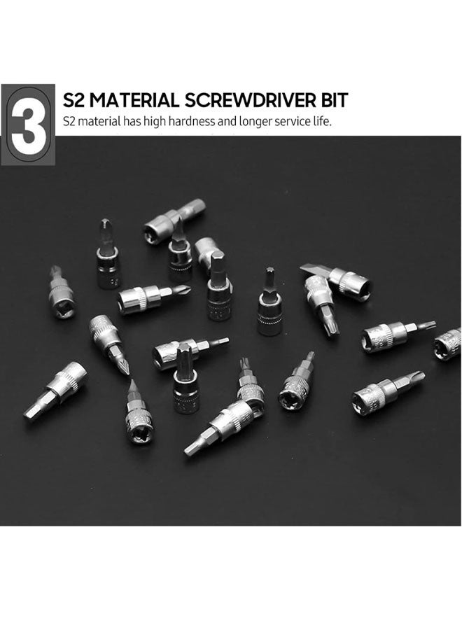 46pcs Ratchet Wrench & Socket Tools Set 14-inch Drive Screwdriver Repaing Kit Combination Socket Wrench Drive Socket Set with Storage Case for Home Car Automobile Bike Mechanic Projects Repa  - Image 4
