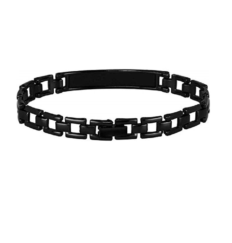 SWADESI STUFF Silicone Men's Black Analogue Combo Of Watch & King Bracelet - Image 4