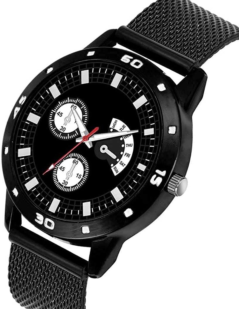 SWADESI STUFF Silicone Men's Black Analogue Combo Of Watch & King Bracelet - Image 2