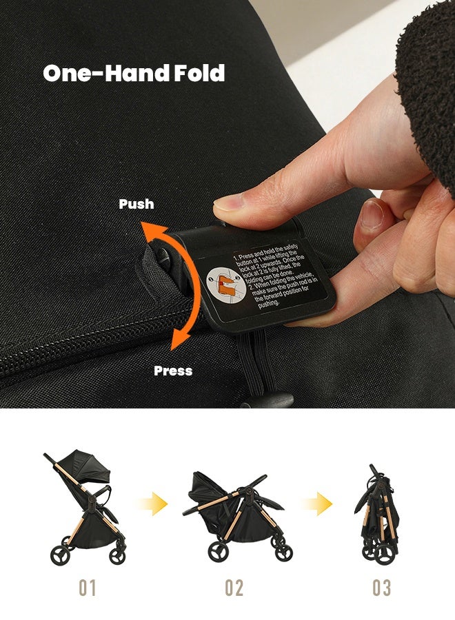 hibobi Baby Stroller - Lightweight Foldable Travel Pram with Reversible Seat for Newborn to 4 Years - Image 3