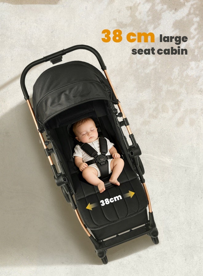 hibobi Baby Stroller - Lightweight Foldable Travel Pram with Reversible Seat for Newborn to 4 Years - Image 5