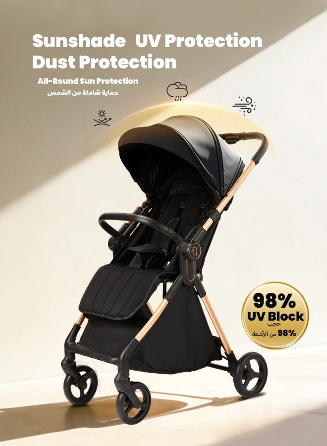 hibobi Baby Stroller - Lightweight Foldable Travel Pram with Reversible Seat for Newborn to 4 Years - Image 4