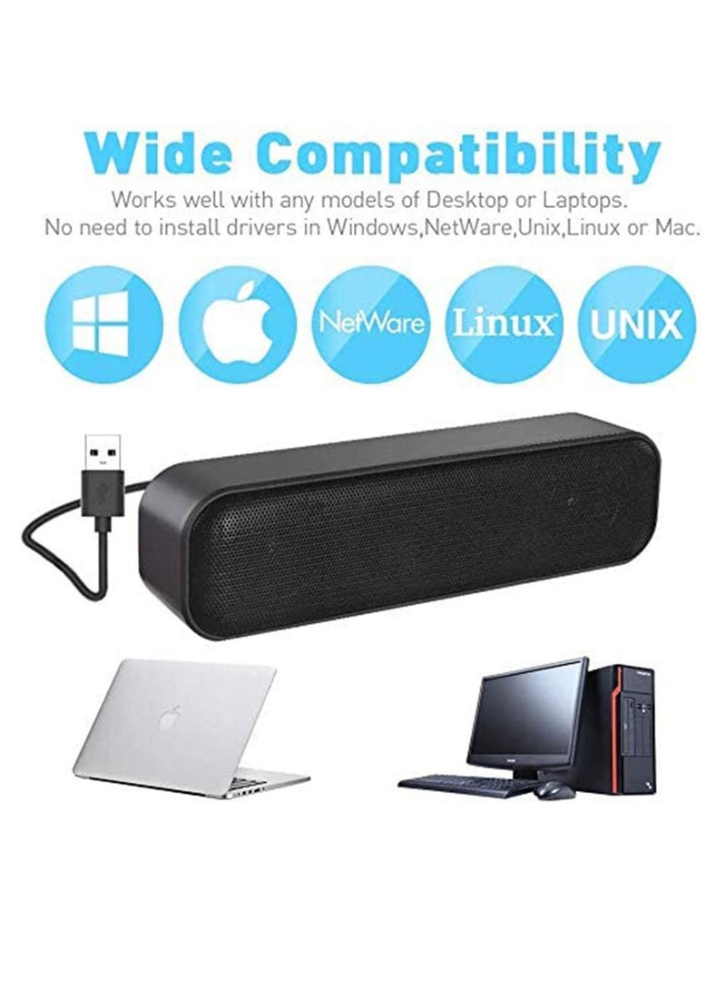 Excefore Computer Speaker, USB Powered Speaker, Portable Computer Sound Bar, Bar-Plug and Play, Compatible with Various Devices System - Image 5