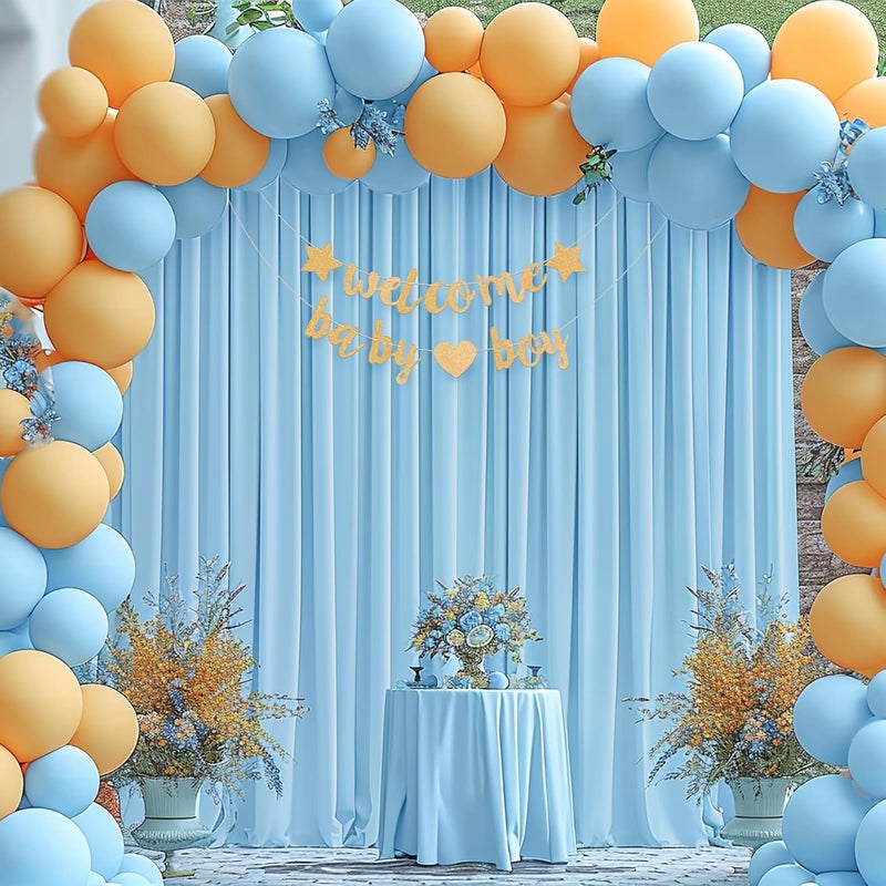 PARTISKY 16x10FT Baby Blue Backdrop Curtains for Wedding Parties, Wrinkle Free Polyester Photography Backdrop Drapes for Wedding Baby Shower Birthday Parties Stage Background Stand Decorations 4x10ft,4 Panels - Image 4