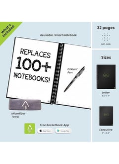 Rocketbook Smart Reusable Notebook Dot Grid Eco Friendly Notebook With 1 Pilot Frixion Pen And 1 Microfiber Cloth Included Infinity Black Cover Executive Size 6" X 8.8"  - Image 4