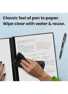 Rocketbook Smart Reusable Notebook Dot Grid Eco Friendly Notebook With 1 Pilot Frixion Pen And 1 Microfiber Cloth Included Infinity Black Cover Executive Size 6" X 8.8"  - Image 2