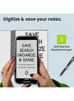 Rocketbook Smart Reusable Notebook Dot Grid Eco Friendly Notebook With 1 Pilot Frixion Pen And 1 Microfiber Cloth Included Infinity Black Cover Executive Size 6" X 8.8"  - Image 3