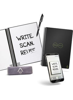 Rocketbook Smart Reusable Notebook Dot Grid Eco Friendly Notebook With 1 Pilot Frixion Pen And 1 Microfiber Cloth Included Infinity Black Cover Executive Size 6" X 8.8"  - Image 1