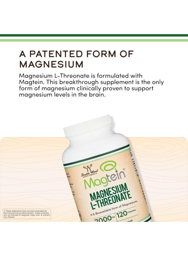Double Wood Supplements Magnesium L Threonate, Magtein, Sleep and Cognitive Support – High Absorption – Most Bioavailable Form of Magnesium – 2,000 mg – 120 Capsules - Image 4