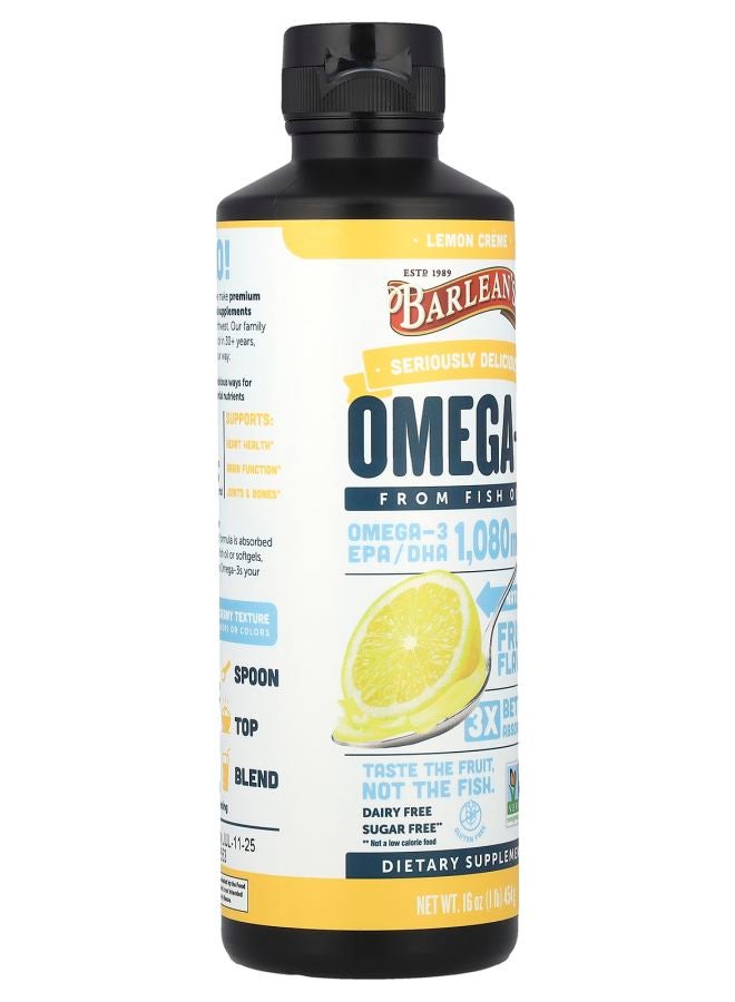 BARLEAN'S Seriously Delicious® Omega-3 From Fish Oil Lemon Creme 16 oz (454 g)  - Image 2