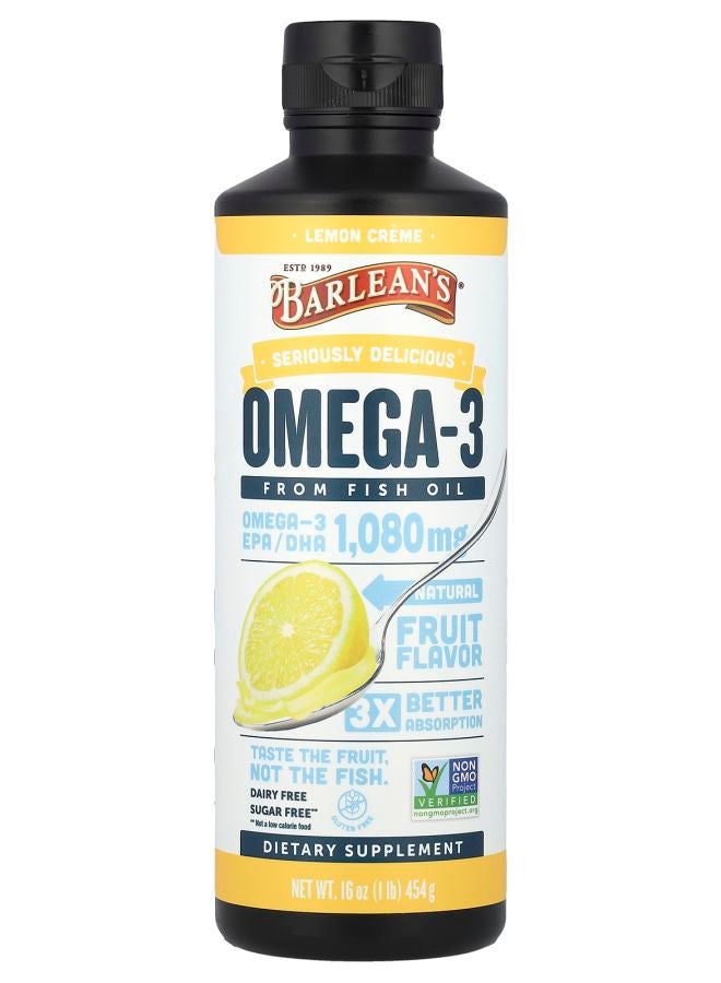BARLEAN'S Seriously Delicious® Omega-3 From Fish Oil Lemon Creme 16 oz (454 g)  - Image 1