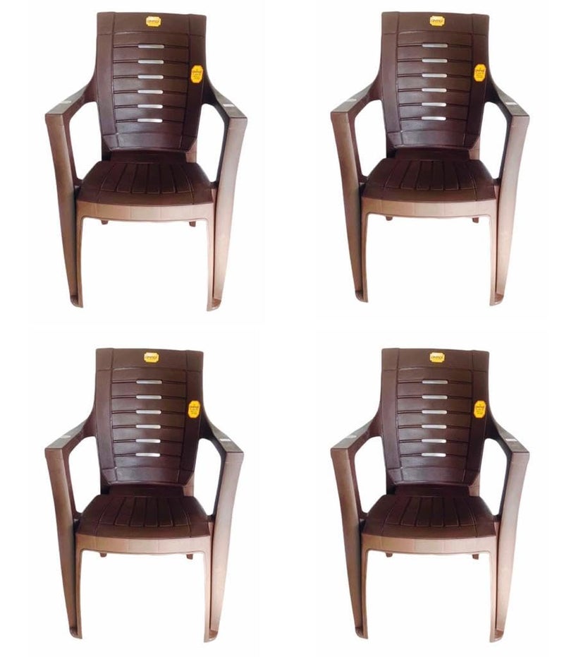 Anmol ANMOL FEROZ Brown Set of 4 Chair Fully Comfort nd Weight Bearing Capacity 150 kg Outdoor Chair Plastic Outdoor Chair  - Image 1