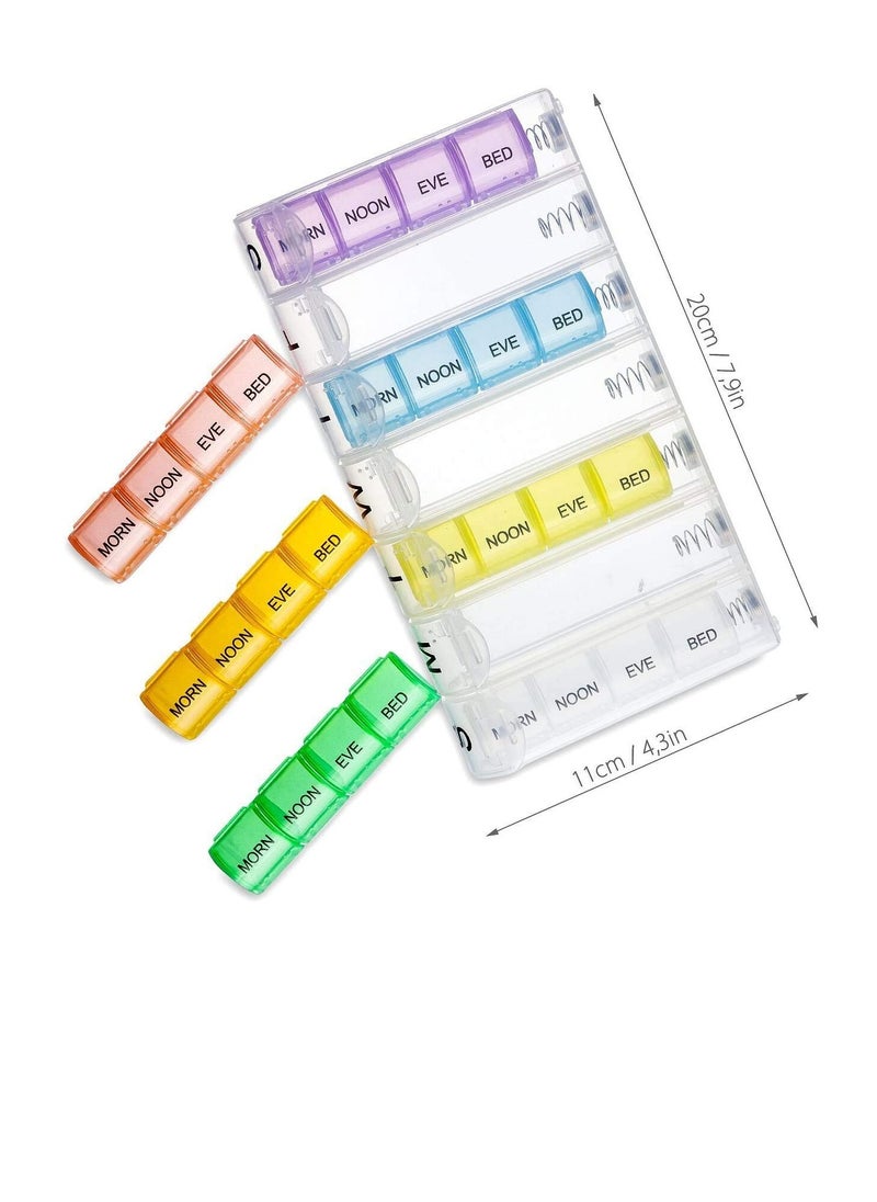 KASTWAVE - Excefore Box 7 Day, Organiser 4 Times a Day Medicine Box, Travel Tablet Boxes Weekly to Hold Medication, Vitamins, Supplements and Cod Liver Oil - Image 1