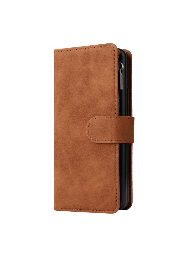HuHa Case Cover For Samsung Galaxy Z Fold4 Multifunctional Frosted Zipper Wallet Leather Phone Case(Brown)  - Image 2