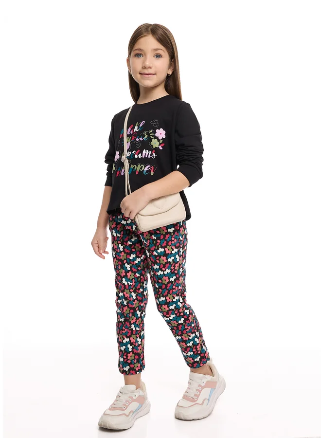 victor and jane Victor And Jane Girls Graphic Floral Top and Pants Set