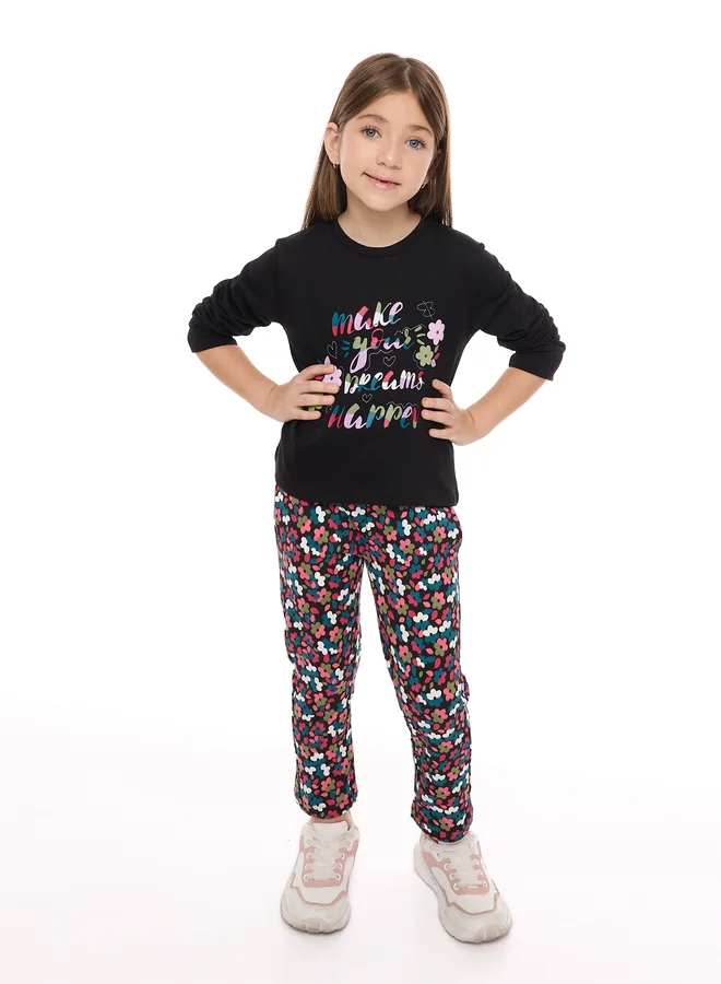 victor and jane Victor And Jane Girls Graphic Floral Top and Pants Set
