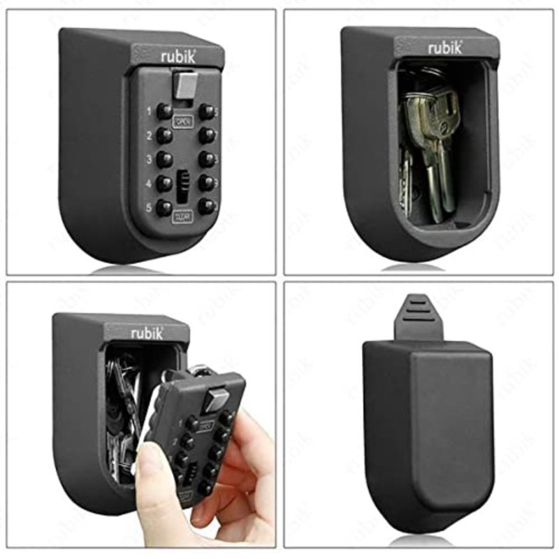 Key Storage Safe Box with 10-Digits Code Combination Password Security Lock Waterproof Wall Mount Push Button for Home Room Guest Family Key Sharing - Image 3