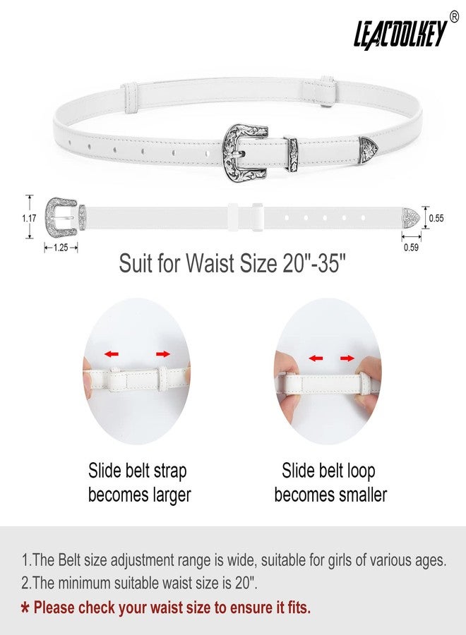 LEACOOLKEY Girls Leather Skinny Belt with Western Buckle for Dress Kids Adjustable Thin Waist Belt for Jeans - Image 4