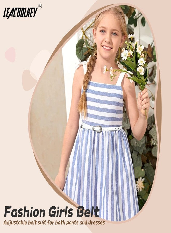 LEACOOLKEY Girls Leather Skinny Belt with Western Buckle for Dress Kids Adjustable Thin Waist Belt for Jeans - Image 3