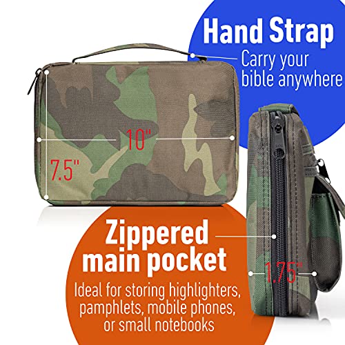 Maxam Embassy Bible Cover with Extra Zippered Compartments, to Protect The Good Book, Camouflage - Image 2